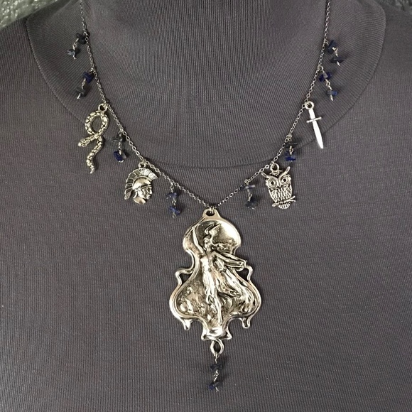 Athena Minerva Greek Roman Goddess Wisdom & War Handmade Necklace, Lapis Lazuli - Picture 3 of 15